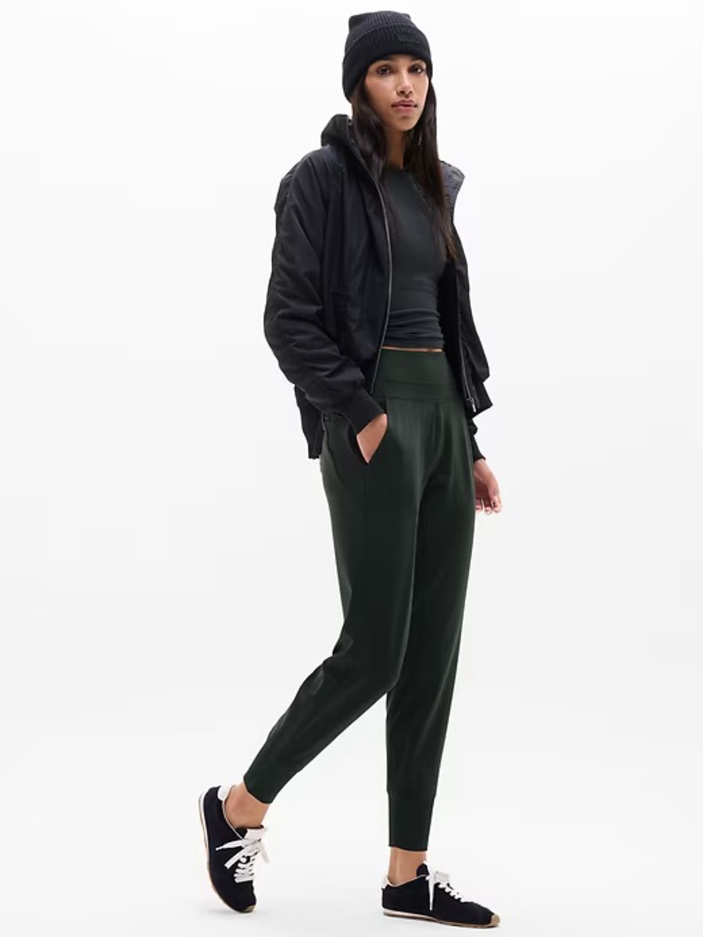 Athleta Dark Green High-Rise Tapered Venice Jogger Pants